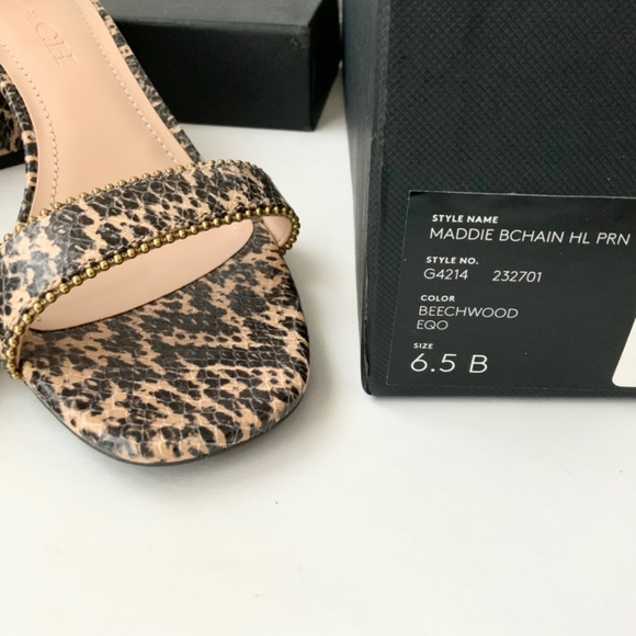 Coach Maddie Bead Chain Embossed Snake Leather Ankle Strap Sandals Heels 6.5 - Picture 9 of 10